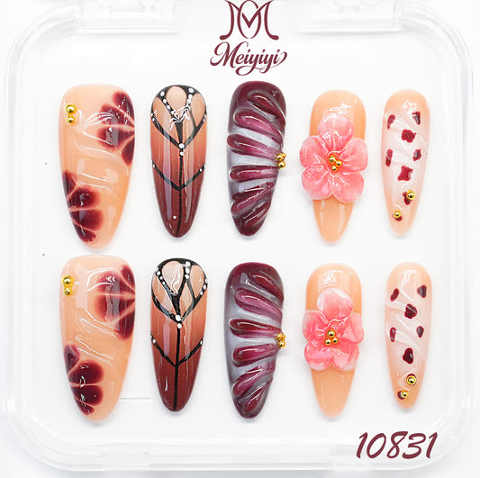 10831-MYY's designer original high-end design customized luxury hand-painted wearable nail art