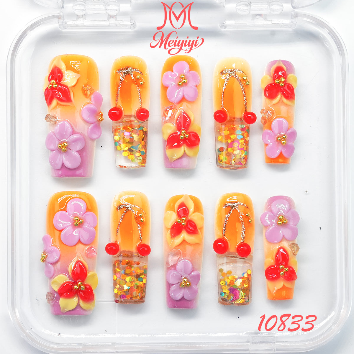 10833-MYY's designer original high-end design customized luxury hand-painted wearable nail art