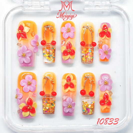 10833-MYY's designer original high-end design customized luxury hand-painted wearable nail art