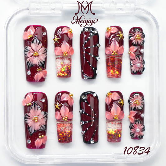 10834-MYY's designer original high-end design customized luxury hand-painted wearable nail art