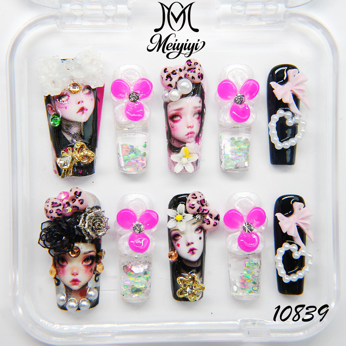 10839-MYY's designer original high-end design customized luxury hand-painted wearable nail art