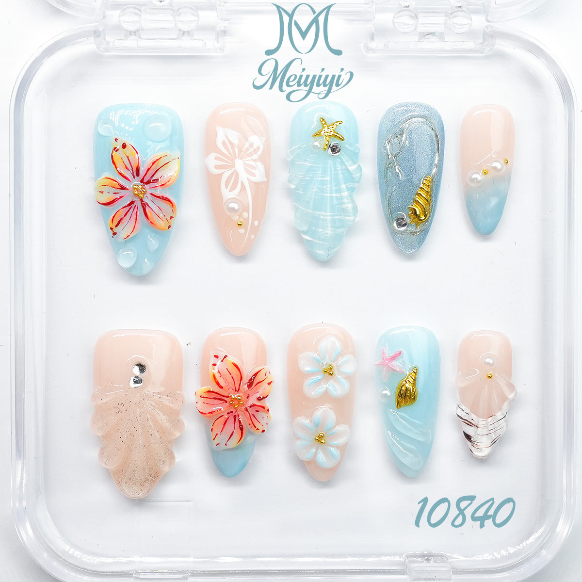 10840-MYY's designer original high-end design customized luxury hand-painted wearable nail art
