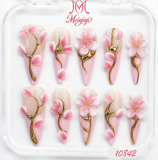 10842-MYY's designer original high-end design customized luxury hand-painted wearable nail art