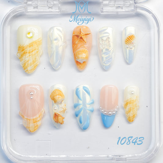 10843-MYY's designer original high-end design customized luxury hand-painted wearable nail art
