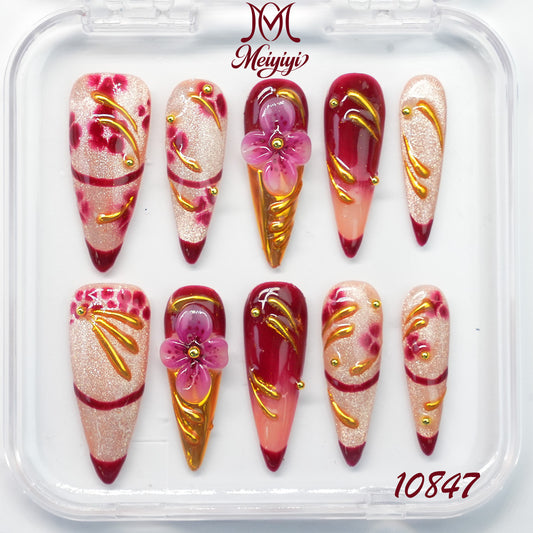 10847-MYY's designer original high-end design customized luxury hand-painted wearable nail art