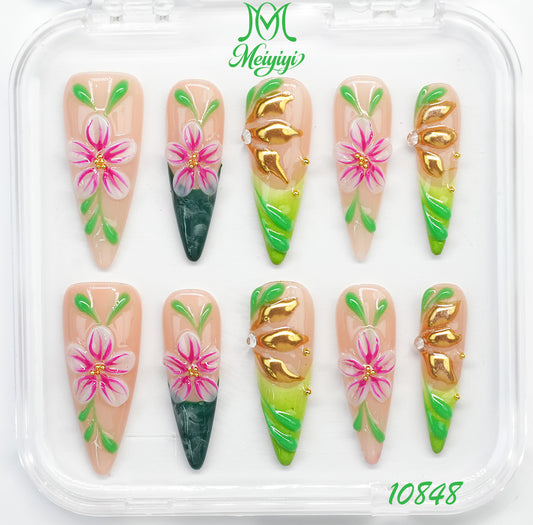 10848-MYY's designer original high-end design customized luxury hand-painted wearable nail art