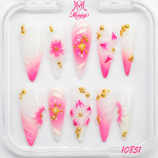 10851-MYY's designer original high-end design customized luxury hand-painted wearable nail art