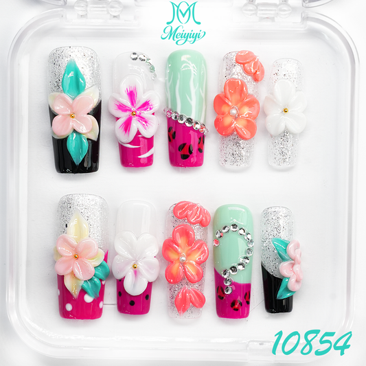 10854-MYY's designer original high-end design customized luxury hand-painted wearable nail art