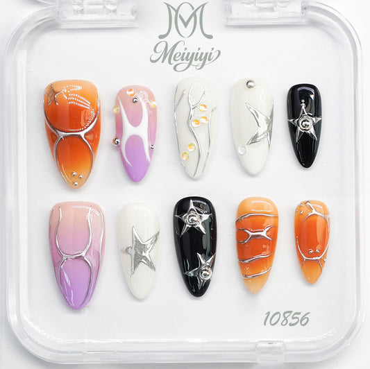 10856-MYY's designer original high-end design customized luxury hand-painted wearable nail art