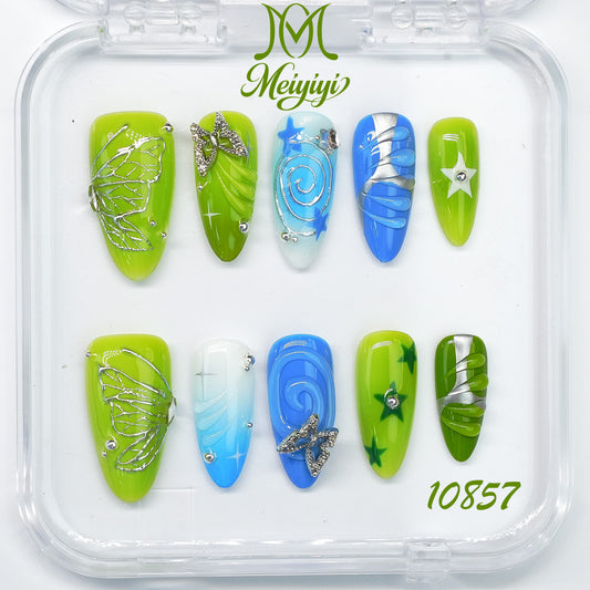 10857-MYY's designer original high-end design customized luxury hand-painted wearable nail art