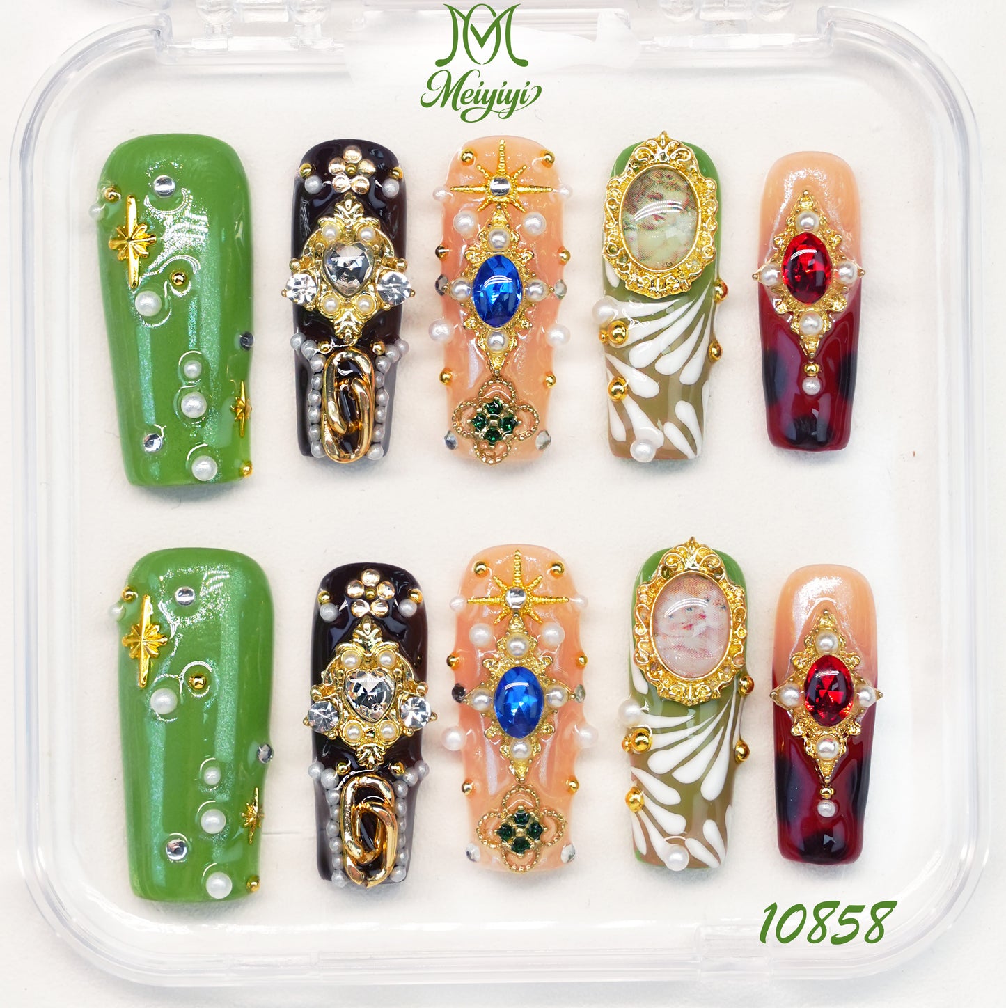 10858-MYY's designer original high-end design customized luxury hand-painted wearable nail art