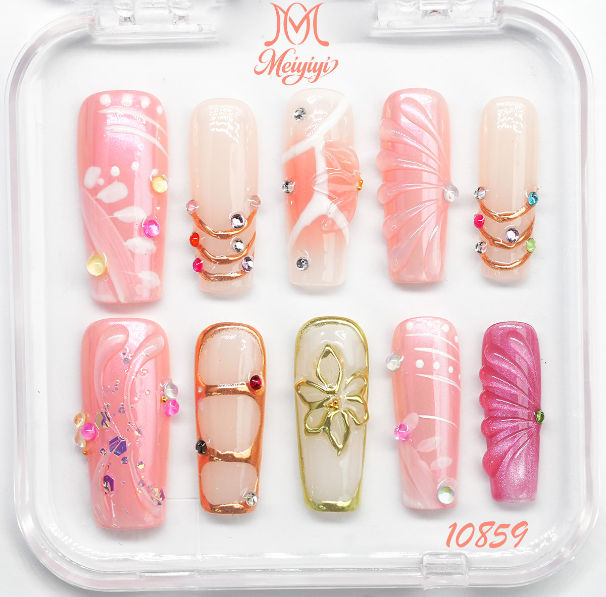 10859-MYY's designer original high-end design customized luxury hand-painted wearable nail art