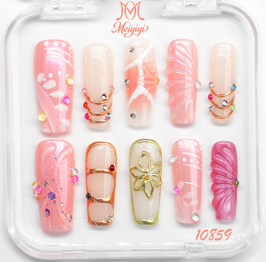 10859-MYY's designer original high-end design customized luxury hand-painted wearable nail art