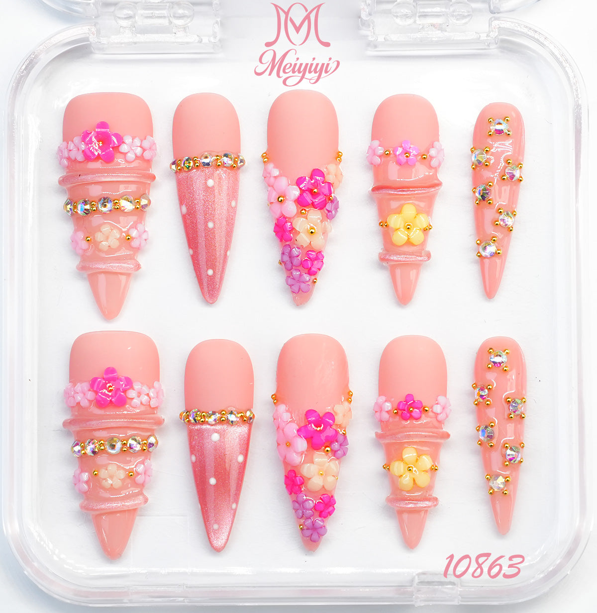 10863-MYY's designer original high-end design customized luxury hand-painted wearable nail art