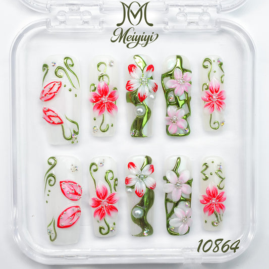 10864-MYY's designer original high-end design customized luxury hand-painted wearable nail art