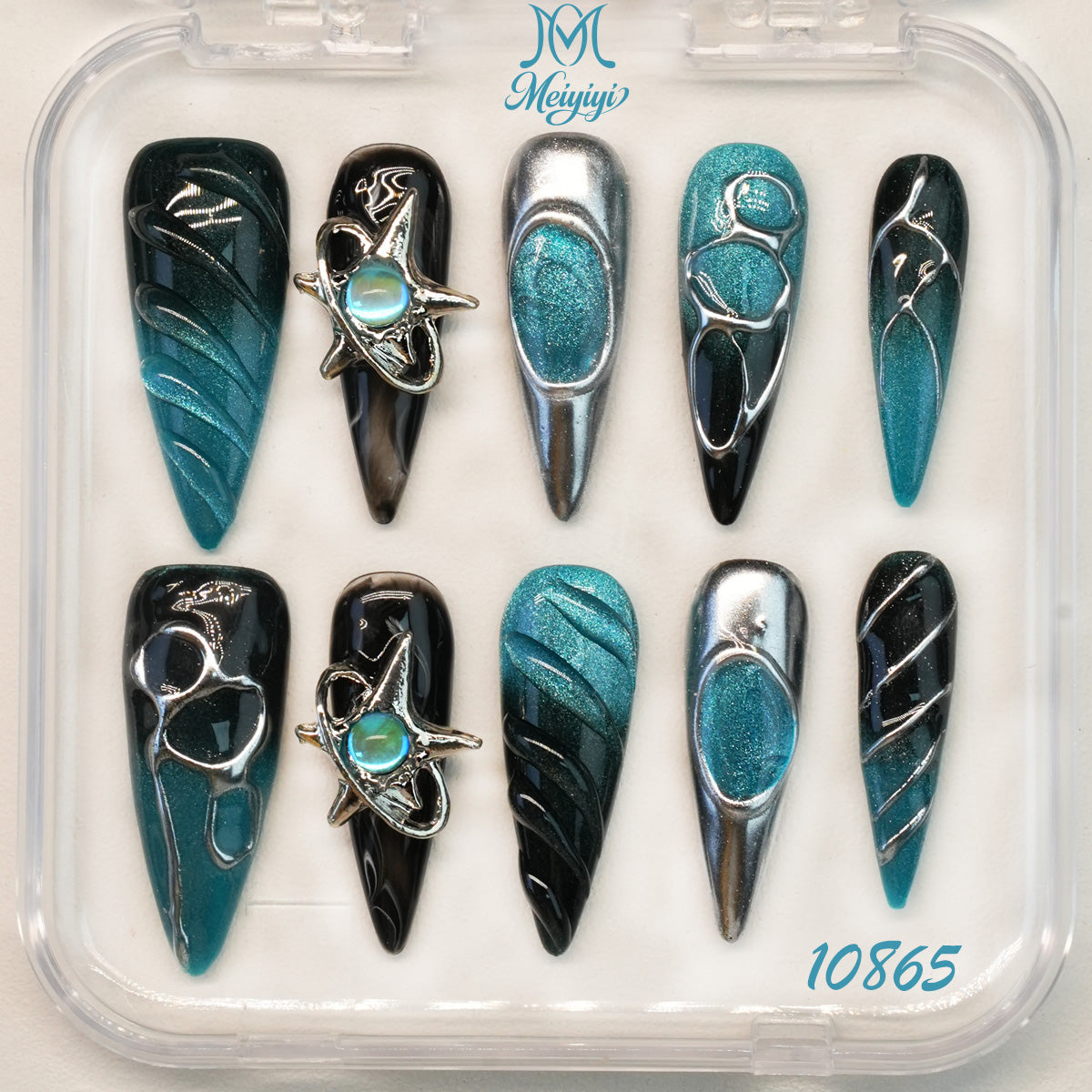 10865-MYY's designer original high-end design customized luxury hand-painted wearable nail art