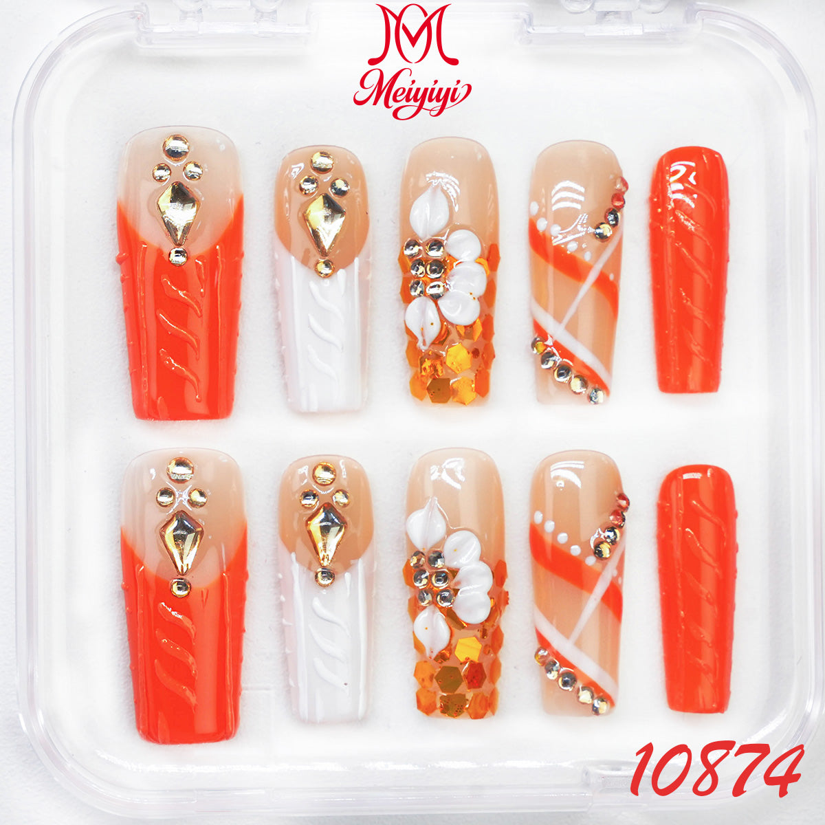 10874-MYY's designer original high-end design customized luxury hand-painted wearable nail art
