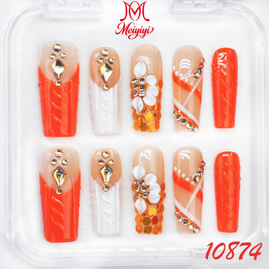 10874-MYY's designer original high-end design customized luxury hand-painted wearable nail art