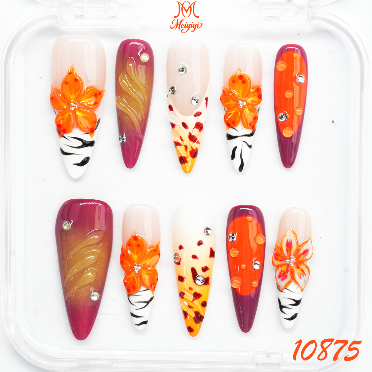 10875-MYY's designer original high-end design customized luxury hand-painted wearable nail art