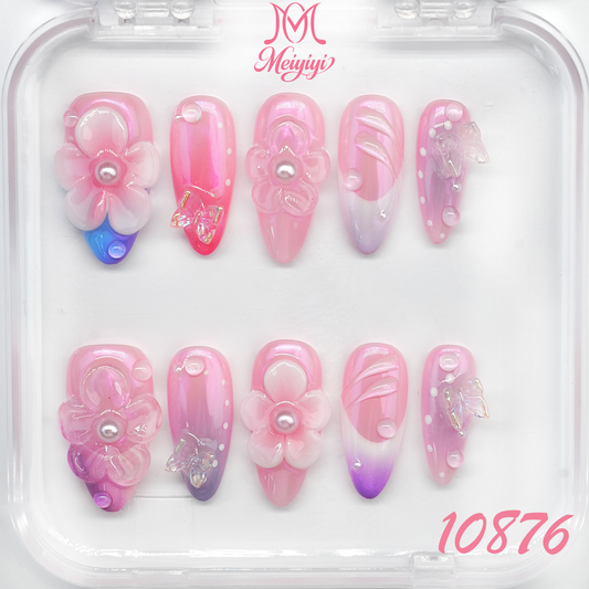 10876-MYY's designer original high-end design customized luxury hand-painted wearable nail art