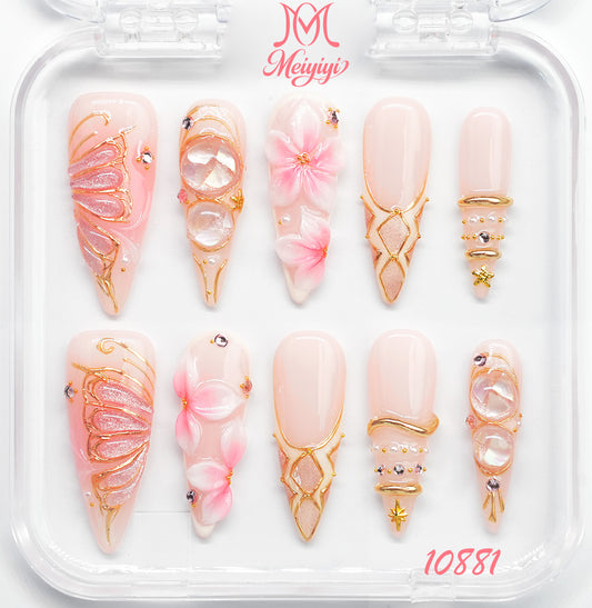 10881-MYY's designer original high-end design customized luxury hand-painted wearable nail art