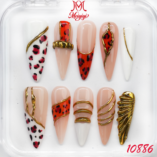 10886-MYY's designer original high-end design customized luxury hand-painted wearable nail art