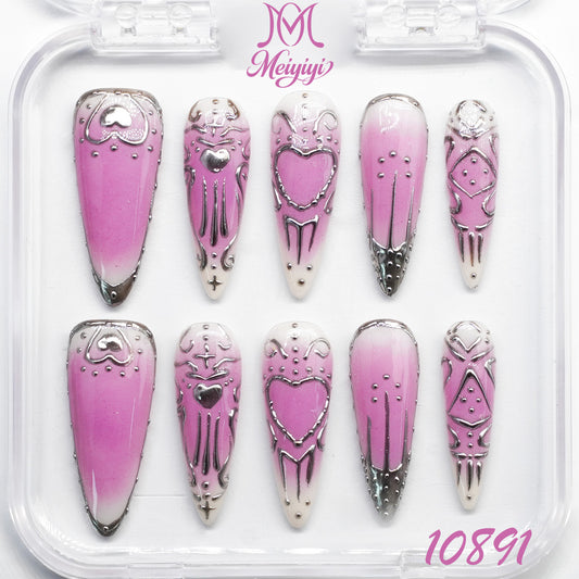 10891-MYY's designer original high-end design customized luxury hand-painted wearable nail art