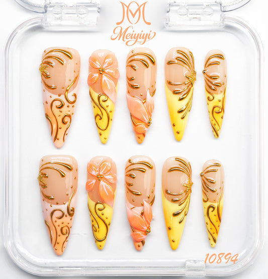 10894-MYY's designer original high-end design customized luxury hand-painted wearable nail art