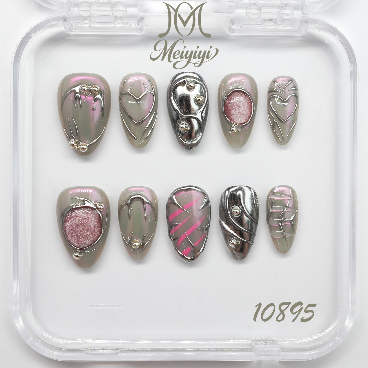 10895-MYY's designer original high-end design customized luxury hand-painted wearable nail art