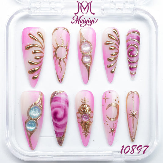 10897-MYY's designer original high-end design customized luxury hand-painted wearable nail art