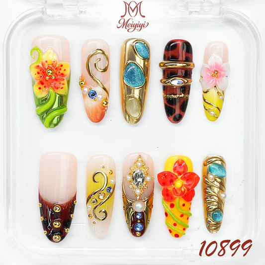 10899-MYY's designer original high-end design customized luxury hand-painted wearable nail art