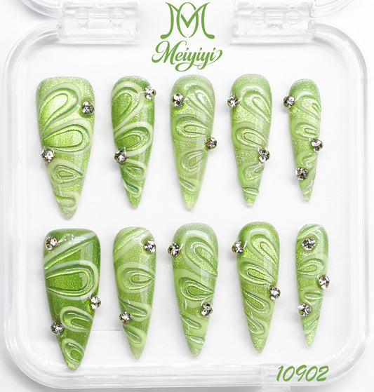10902-MYY's designer original high-end design customized luxury hand-painted wearable nail art