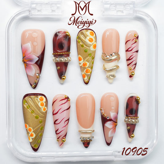 10905-MYY's designer original high-end design customized luxury hand-painted wearable nail art