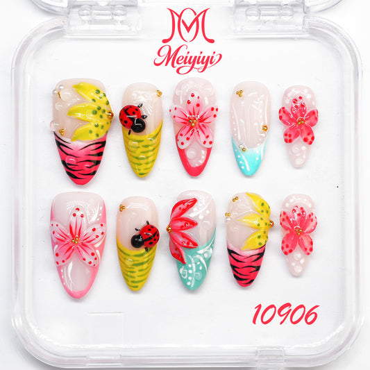 10906-MYY's designer original high-end design customized luxury hand-painted wearable nail art