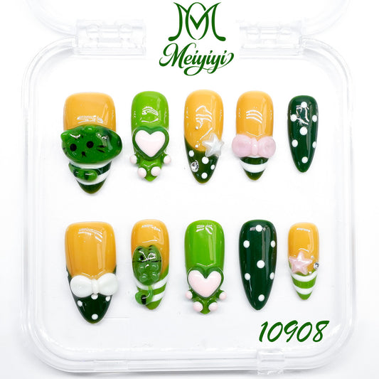 10908-MYY's designer original high-end design customized luxury hand-painted wearable nail art