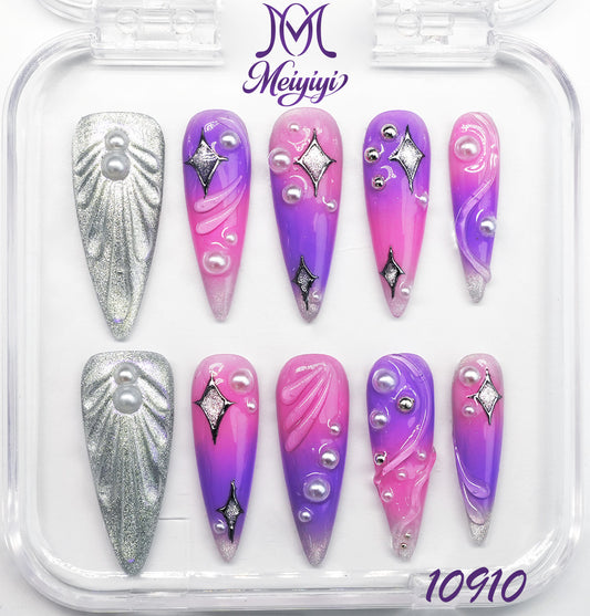 10910-MYY's designer original high-end design customized luxury hand-painted wearable nail art