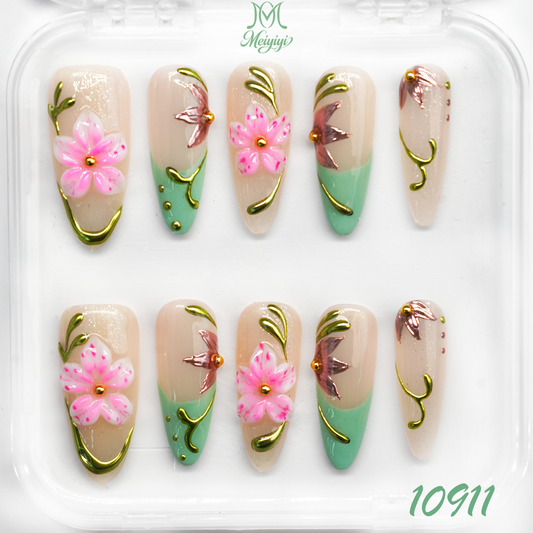 10911-MYY's designer original high-end design customized luxury hand-painted wearable nail art
