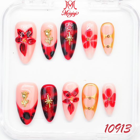 10913-MYY's designer original high-end design customized luxury hand-painted wearable nail art