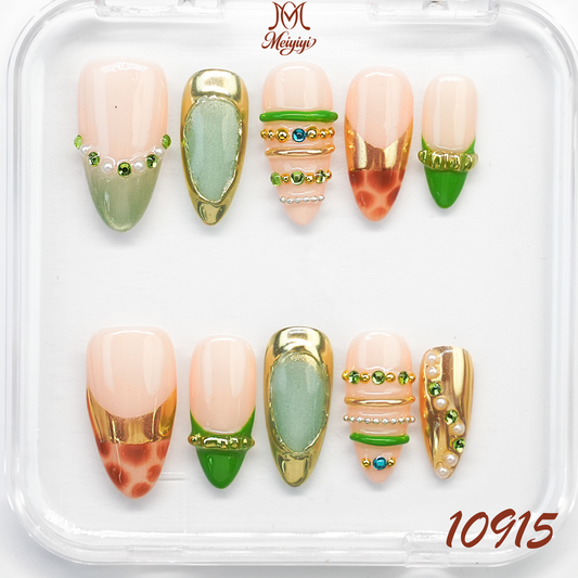 10915-MYY's designer original high-end design customized luxury hand-painted wearable nail art