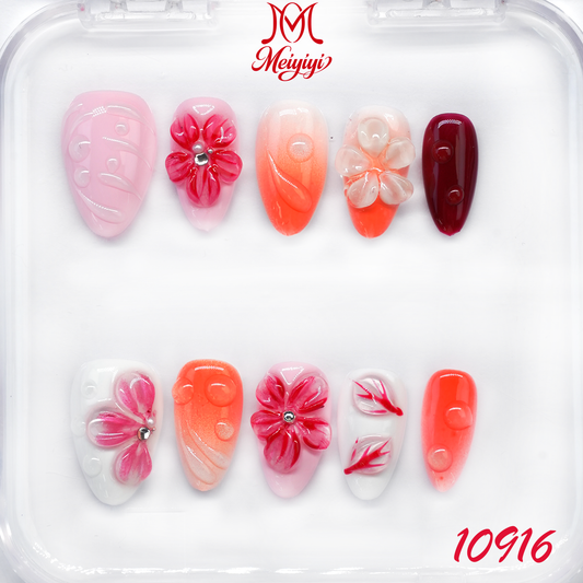 10916-MYY's designer original high-end design customized luxury hand-painted wearable nail art
