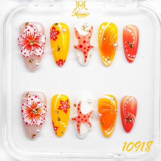 10918-MYY's designer original high-end design customized luxury hand-painted wearable nail art