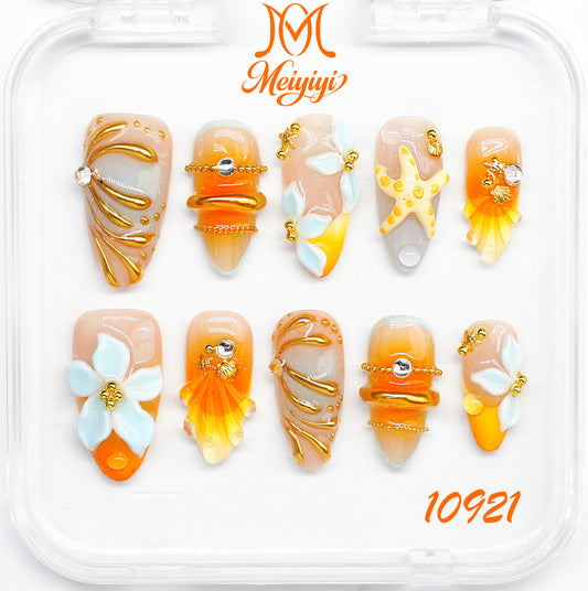 10921-MYY's designer original high-end design customized luxury hand-painted wearable nail art