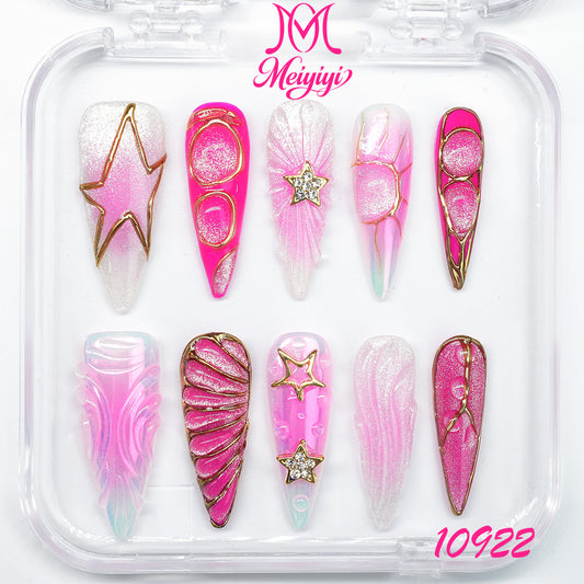 10922-MYY's designer original high-end design customized luxury hand-painted wearable nail art