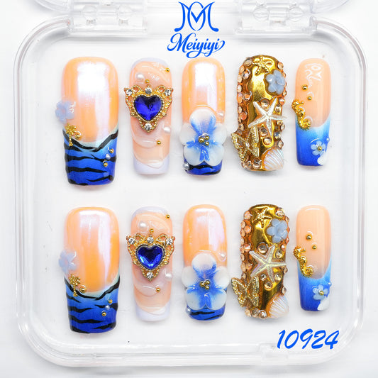 10924-MYY's designer original high-end design customized luxury hand-painted wearable nail art