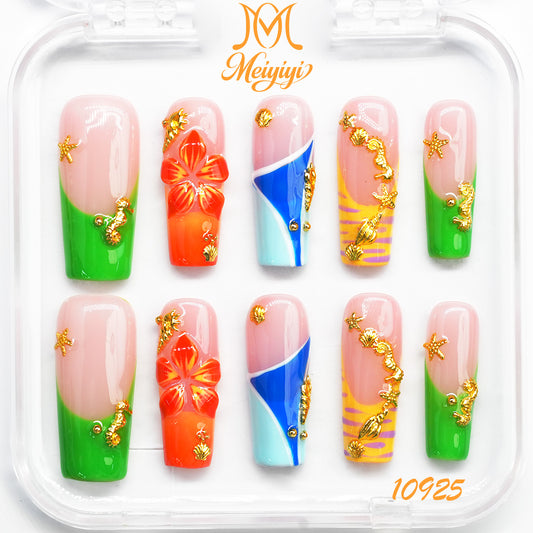 10925-MYY's designer original high-end design customized luxury hand-painted wearable nail art