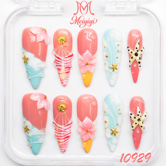 10929-MYY's designer original high-end design customized luxury hand-painted wearable nail art