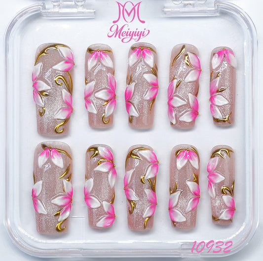 10932-MYY's designer original high-end design customized luxury hand-painted wearable nail art