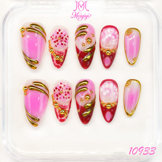 10933-MYY's designer original high-end design customized luxury hand-painted wearable nail art