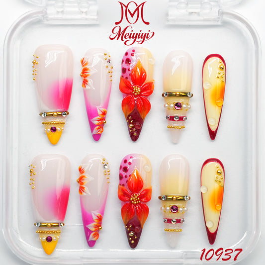 10937-MYY's designer original high-end design customized luxury hand-painted wearable nail art