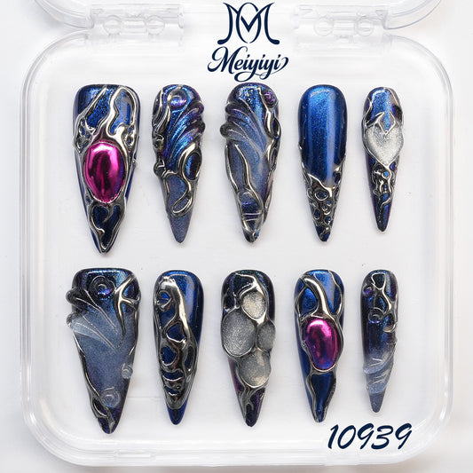 10939-MYY's designer original high-end design customized luxury hand-painted wearable nail art